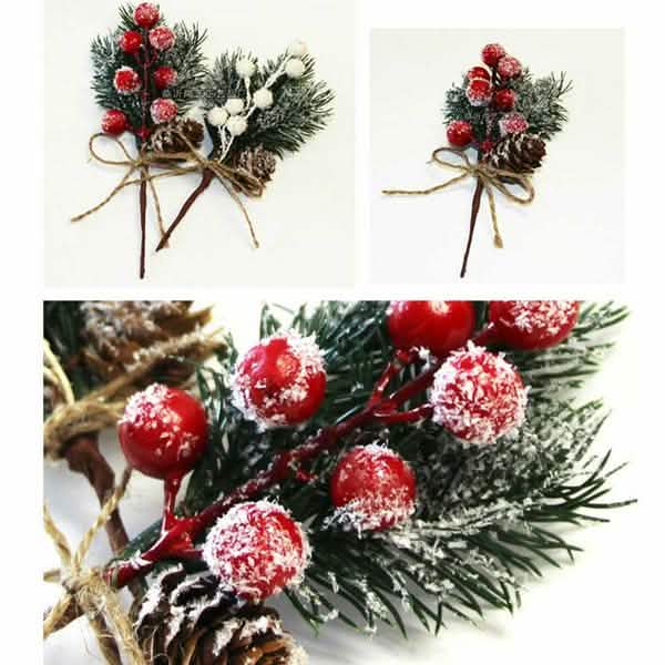 Fake Snow Frost Pine Branch Cone Berry Holly Christmas Tree Christmas Ornament Furniture & Decor - DailySale