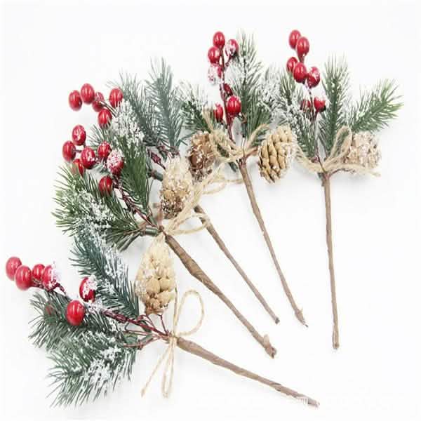 Fake Snow Frost Pine Branch Cone Berry Holly Christmas Tree Christmas Ornament Furniture & Decor - DailySale
