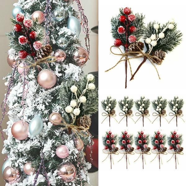 Fake Snow Frost Pine Branch Cone Berry Holly Christmas Tree Christmas Ornament Furniture & Decor - DailySale