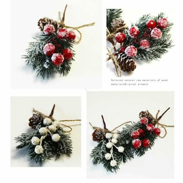 Fake Snow Frost Pine Branch Cone Berry Holly Christmas Tree Christmas Ornament Furniture & Decor - DailySale
