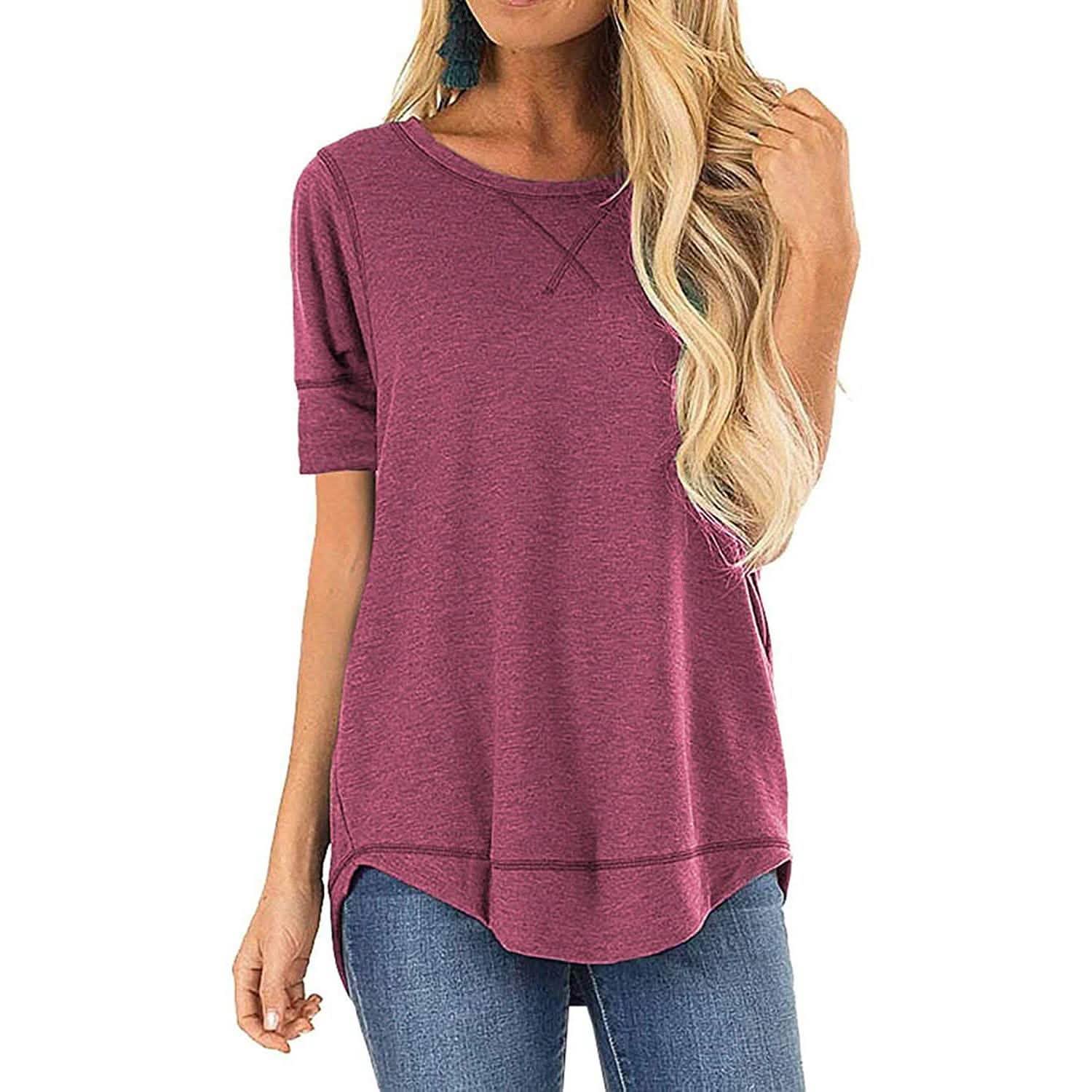 Fall Tops for Women Long Sleeve Side Split Casual Loose Tunic Top Women's Accessories Mauve S - DailySale