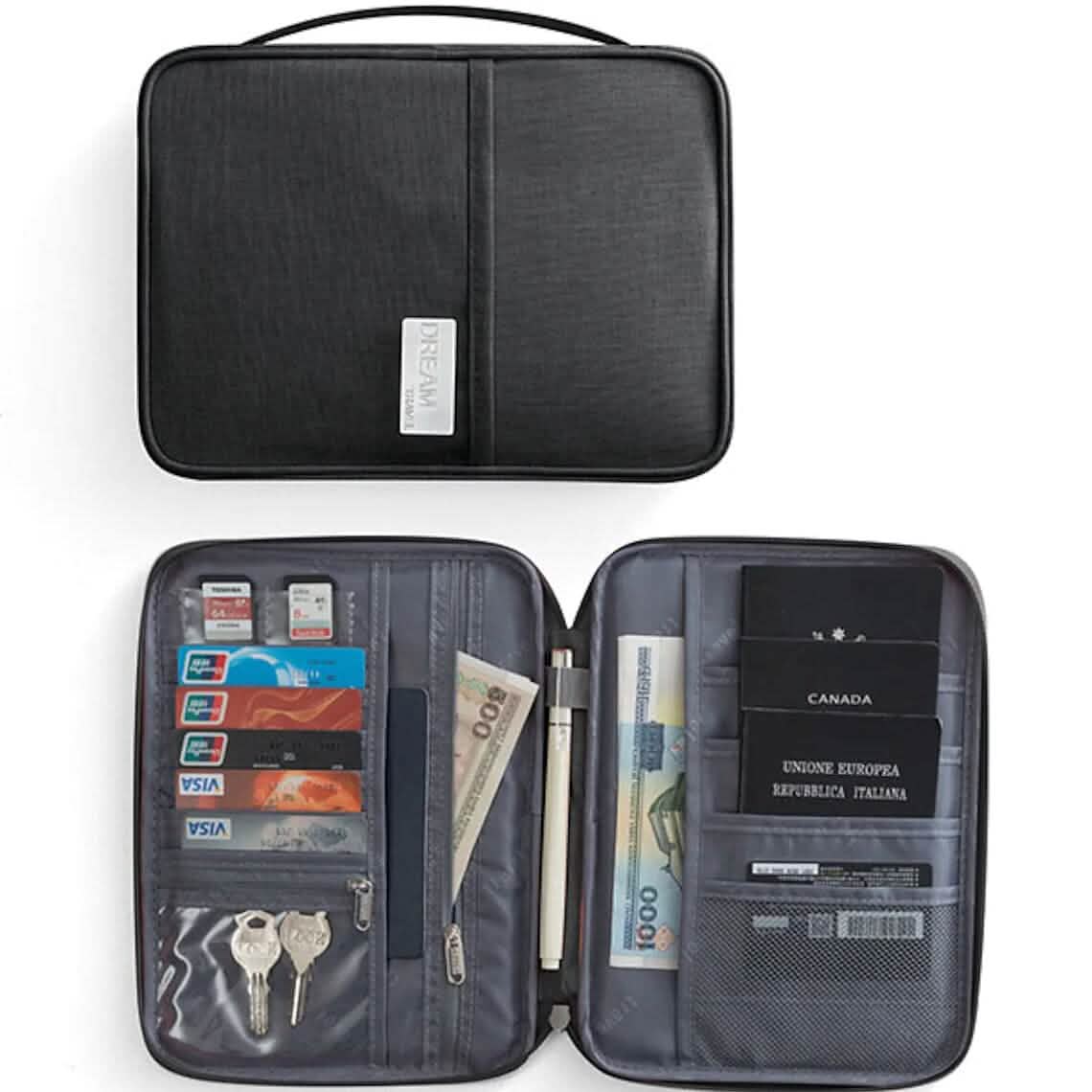 Family Travel Document Organizer Capacious Passport Holder Wallet Bags & Travel Black - DailySale