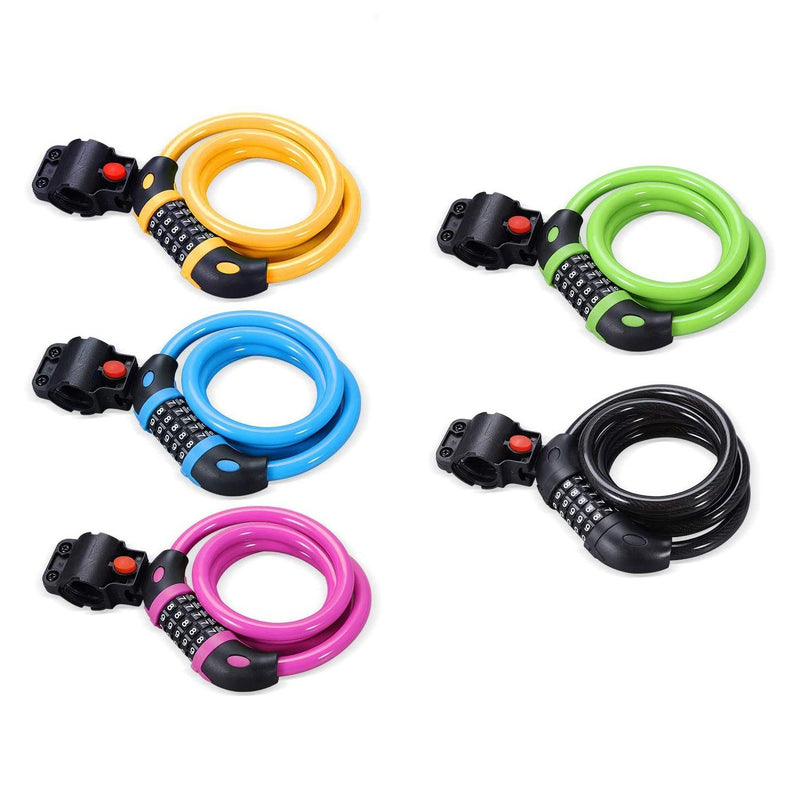 Famistar 4 Feet 5 Digit Resettable Combination Coiling Bike Chain Lock Sports & Outdoors - DailySale
