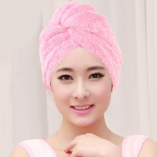 Fashion Women Microfiber Dry Hair Towel Bath Pink - DailySale