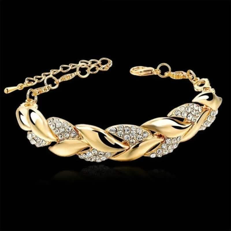 Fashion Women Silver Crystal Bracelet Gold Leaf Bracelet Rose Gold Diamond Bracelet for Women Christmas Gift Jewelry Bracelets 1 - DailySale