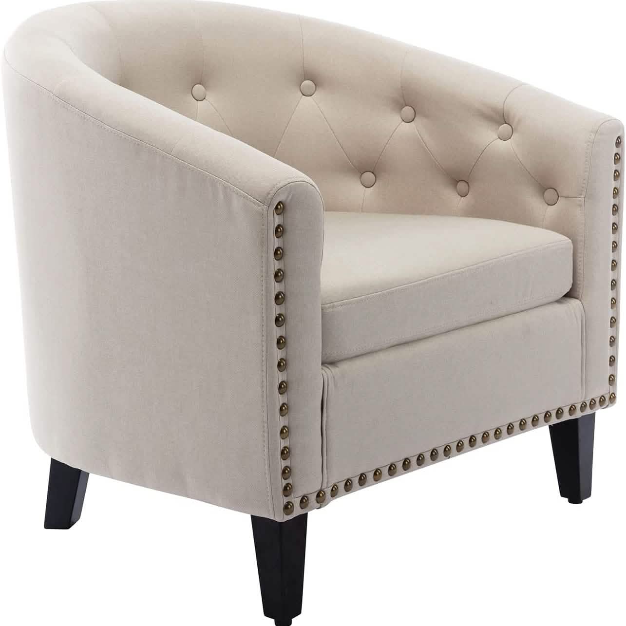 Faux Leather Club Chair Bucket Chair Upholstered Tub Chair Furniture & Decor Tan - DailySale