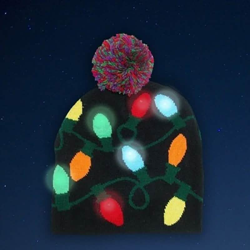 Festive LED Lights Knit Hat Women's Apparel - DailySale