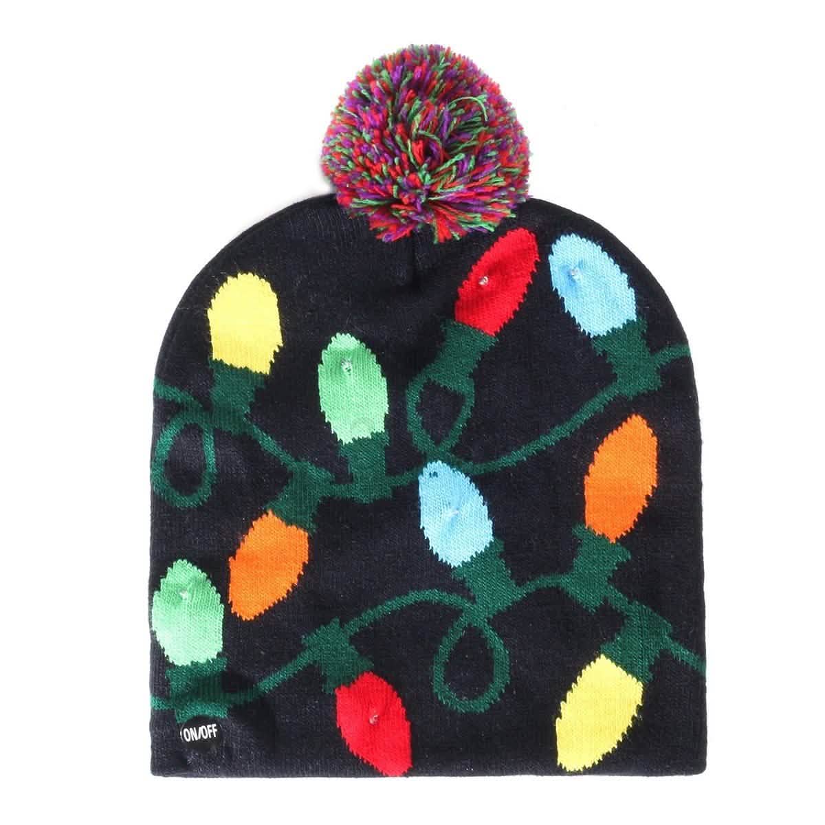 Festive LED Lights Knit Hat Women's Apparel - DailySale