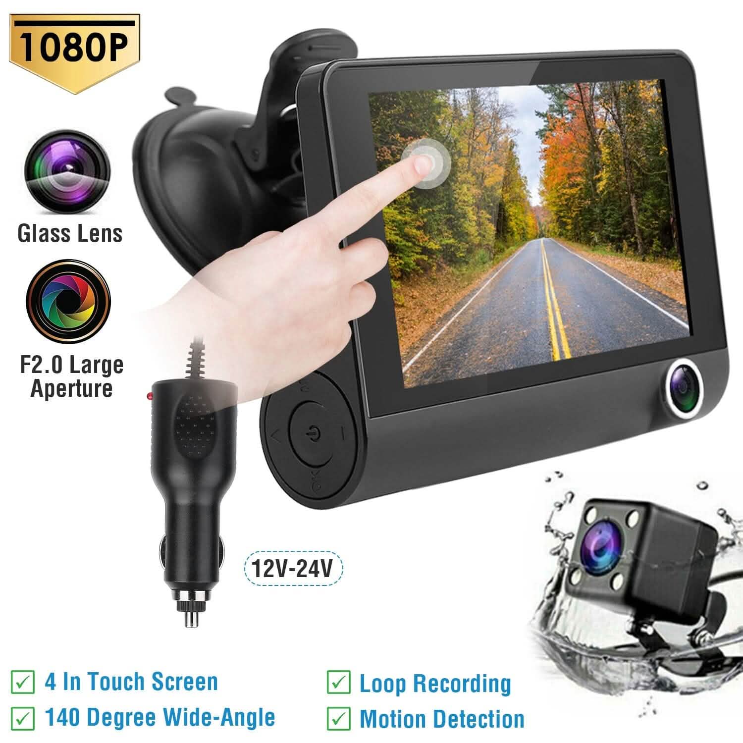 FHD 1080P Touchscreen Car DVR Dash Camera Automotive - DailySale