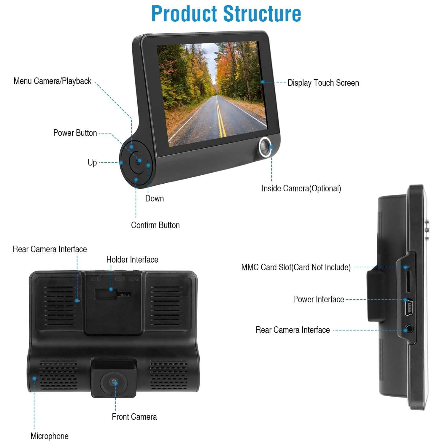 FHD 1080P Touchscreen Car DVR Dash Camera Automotive - DailySale