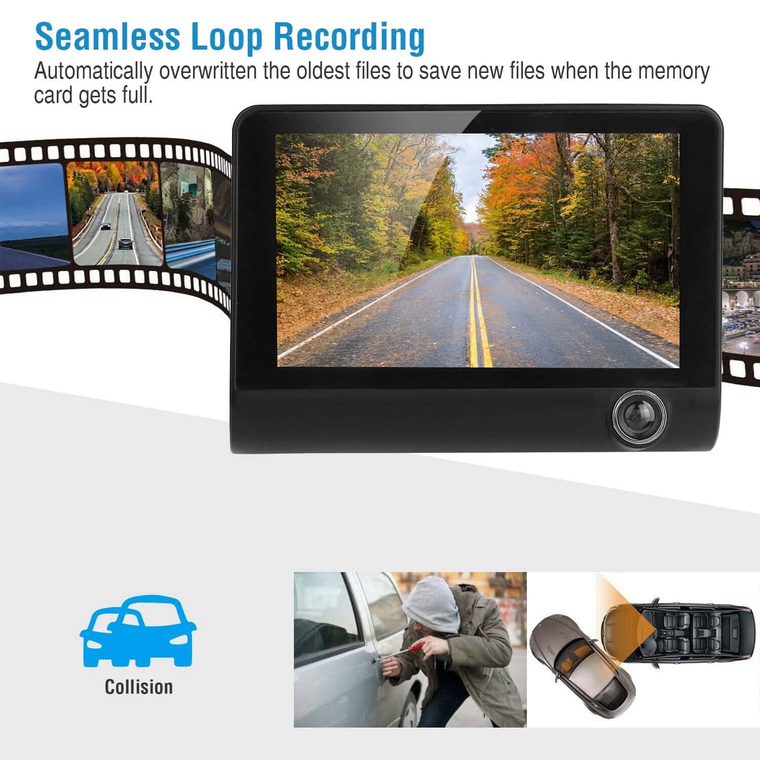 FHD 1080P Touchscreen Car DVR Dash Camera Automotive - DailySale