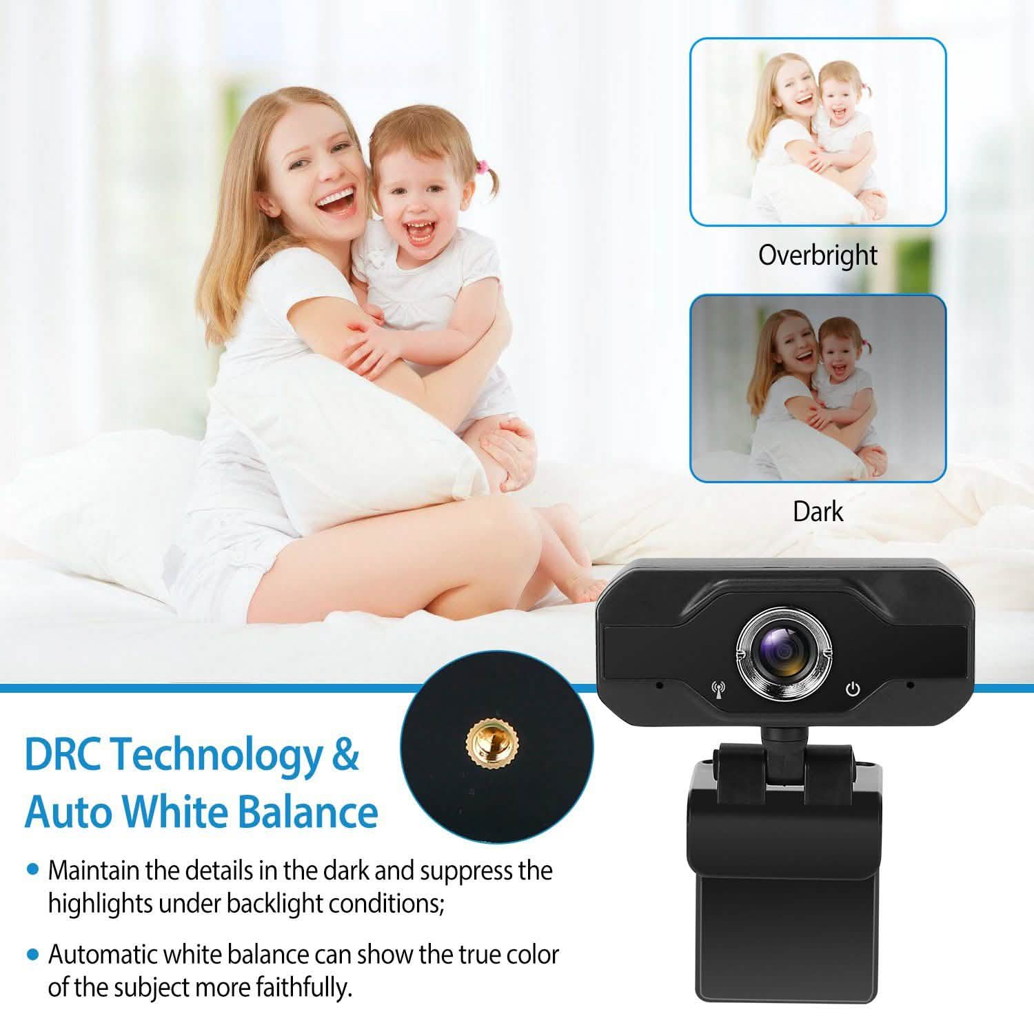 FHD 1080P USB Webcam with 360° Rotatable Clip Computer Accessories - DailySale