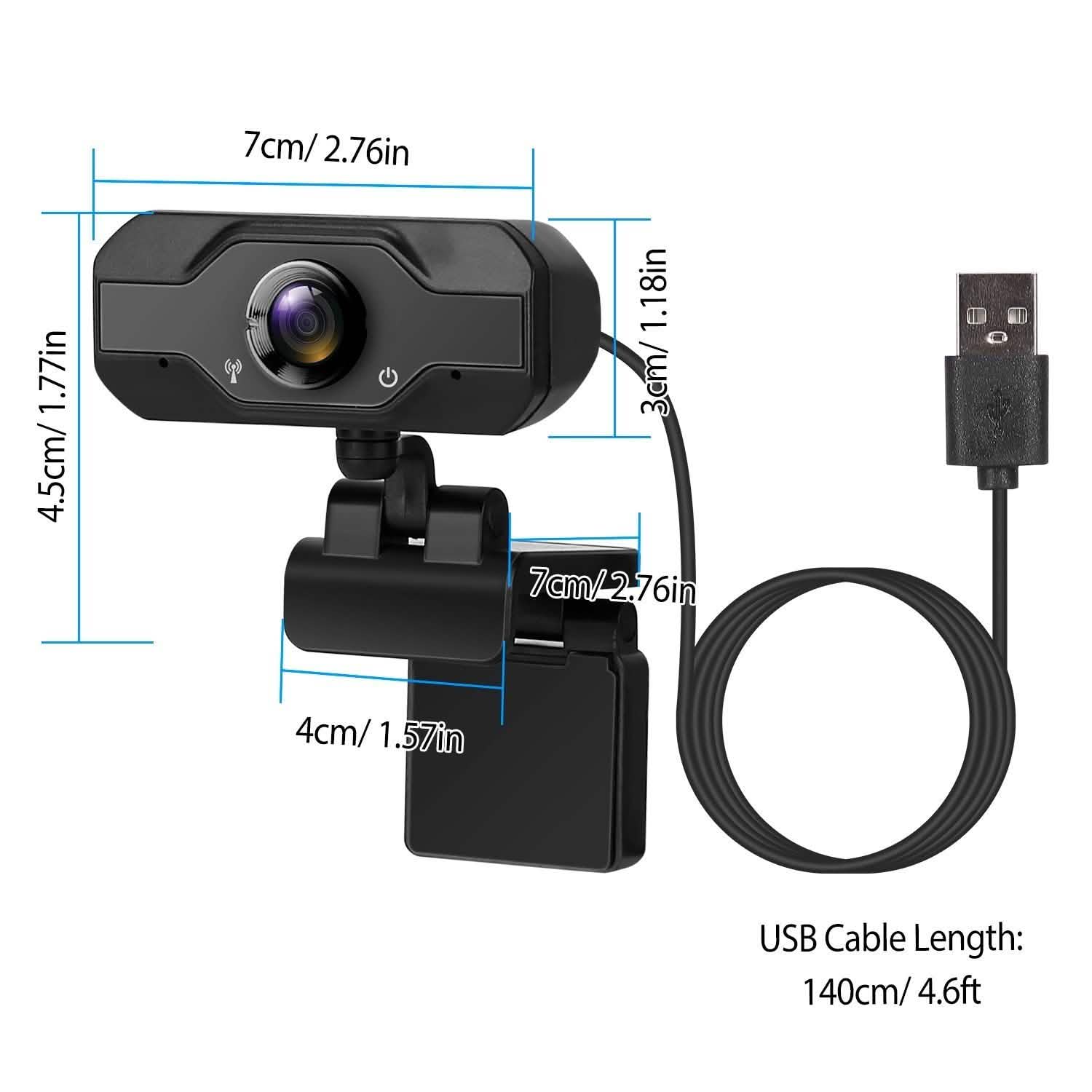 FHD 1080P USB Webcam with 360° Rotatable Clip Computer Accessories - DailySale