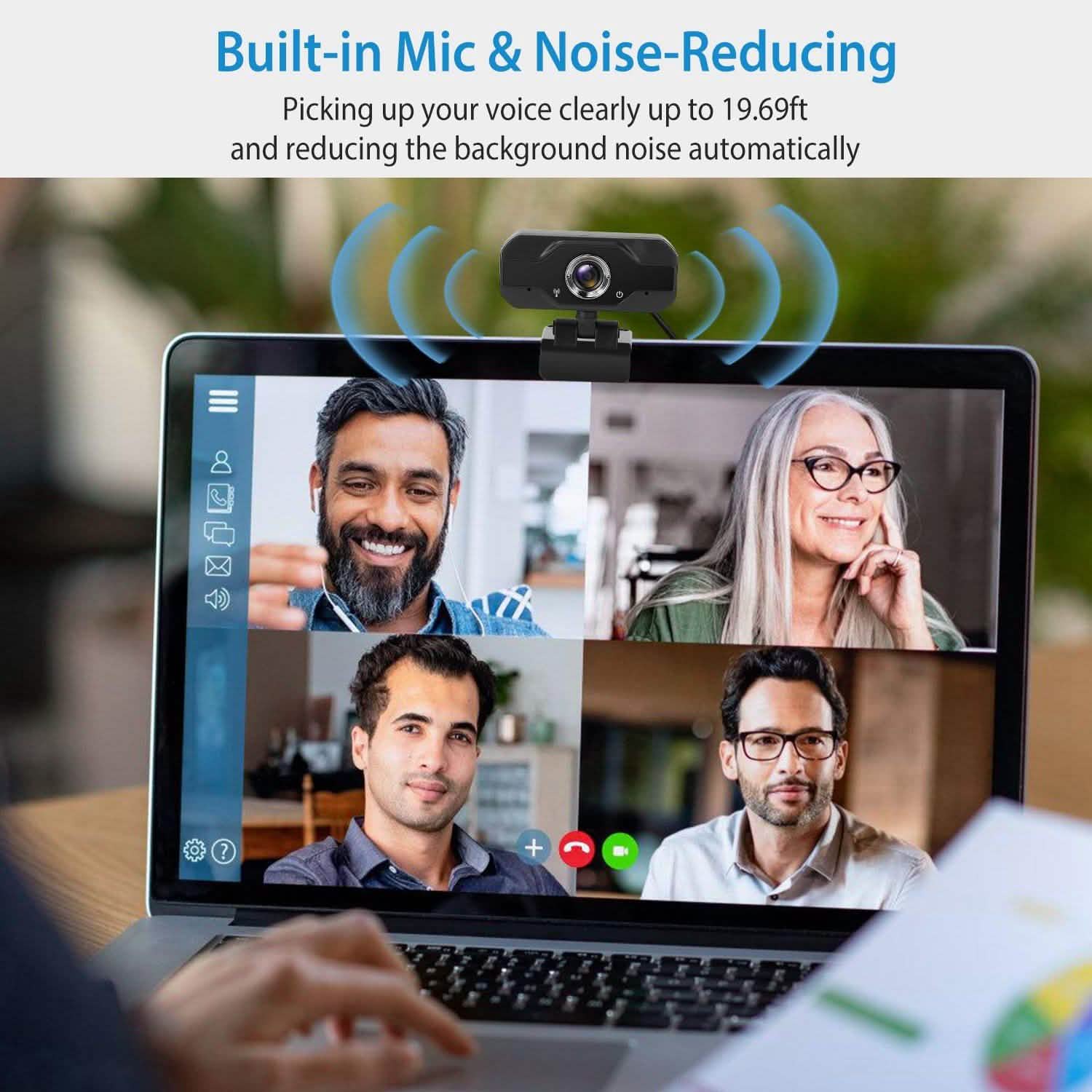 FHD 1080P USB Webcam with 360° Rotatable Clip Computer Accessories - DailySale