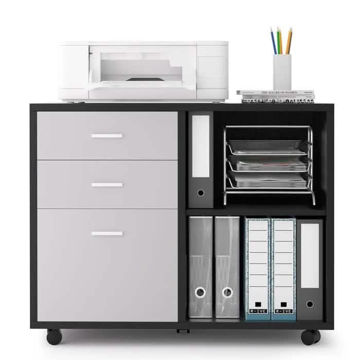 File Cabinet for Home Office Furniture & Decor Black Oak/Gray - DailySale