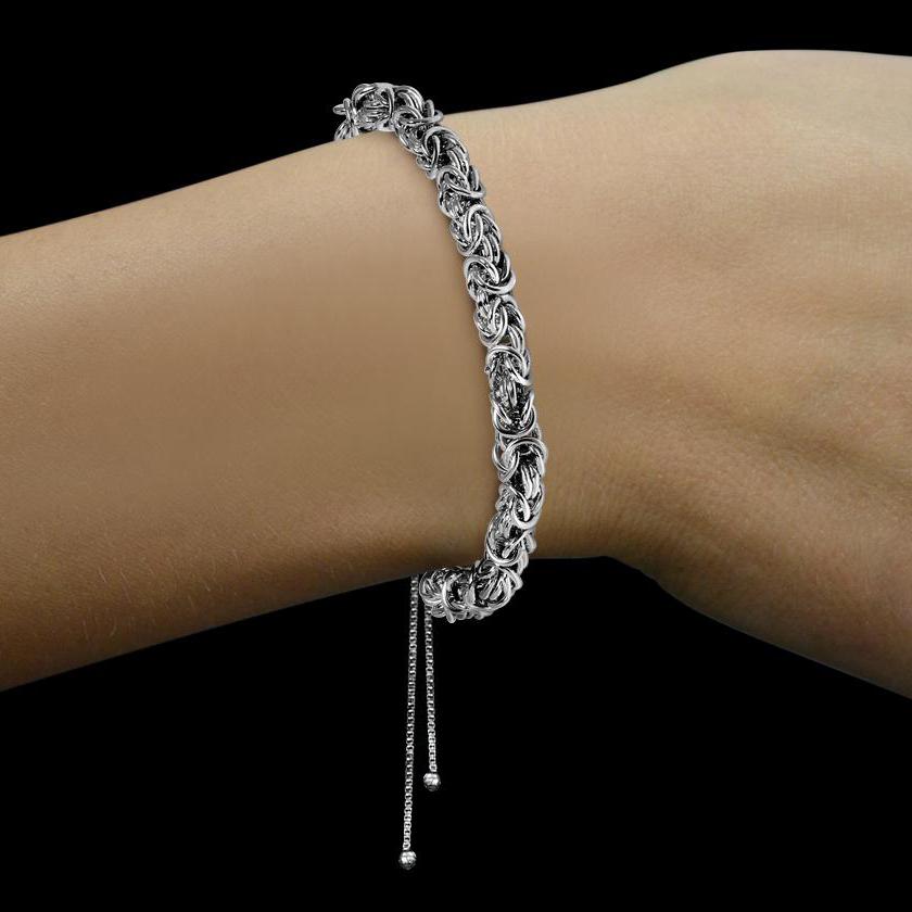 Fine Silver Plated Classic Byzantine Adjustable Bracelet by Paolo Fortelini