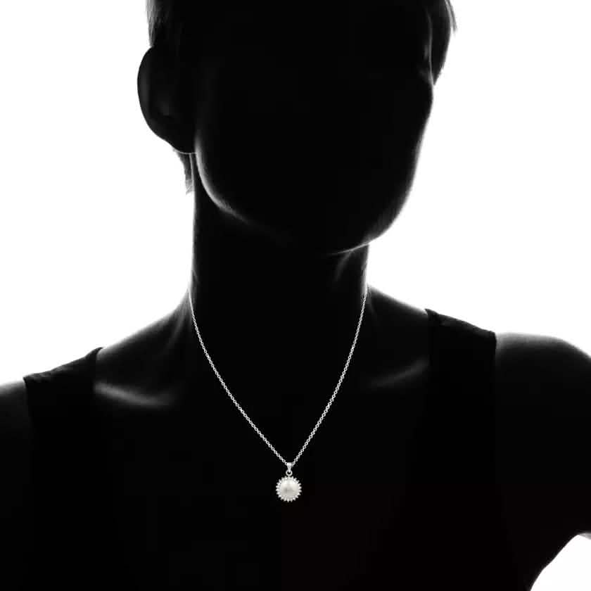 Fine Silver Plated Fancy Pearl Halo Necklace Necklaces - DailySale