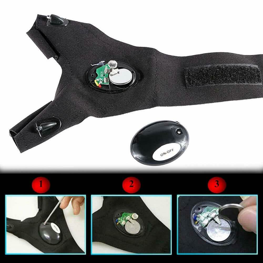 Fingerless LED Flashlight Gloves Auto Repair Fishing Hiking Sports & Outdoors - DailySale