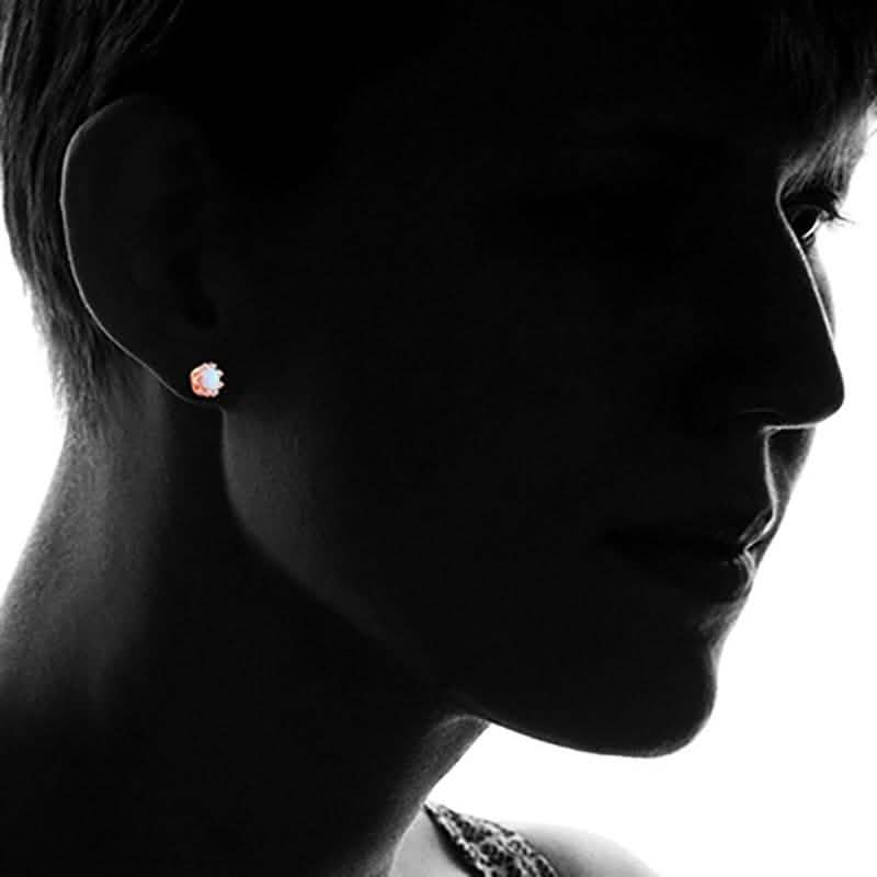 Fire Opal Crown Stud Earrings in 18K Rose Gold Plating Jewelry - DailySale