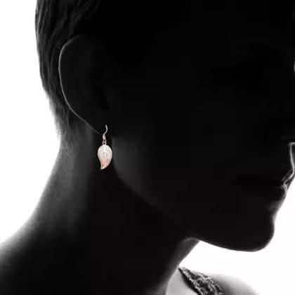 Fire Opal Leaf Earrings in 18K Rose Gold Plating by Peermont Earrings - DailySale