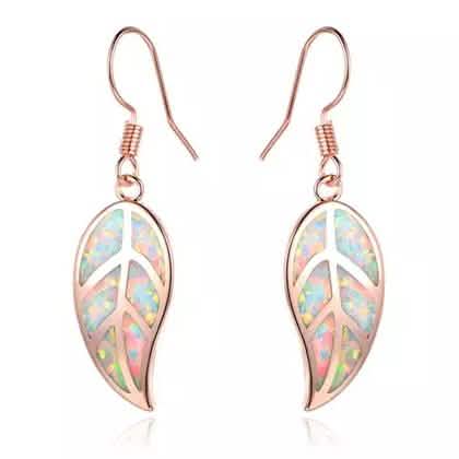 Fire Opal Leaf Earrings in 18K Rose Gold Plating by Peermont Earrings - DailySale