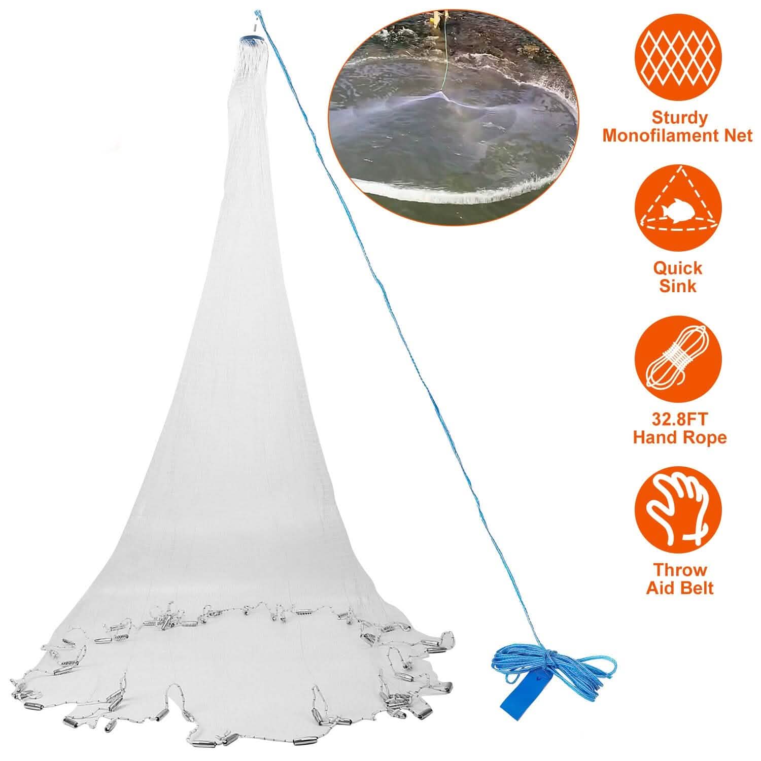 Fishing Cast Net Bait Trap Heavy Duty Sports & Outdoors - DailySale