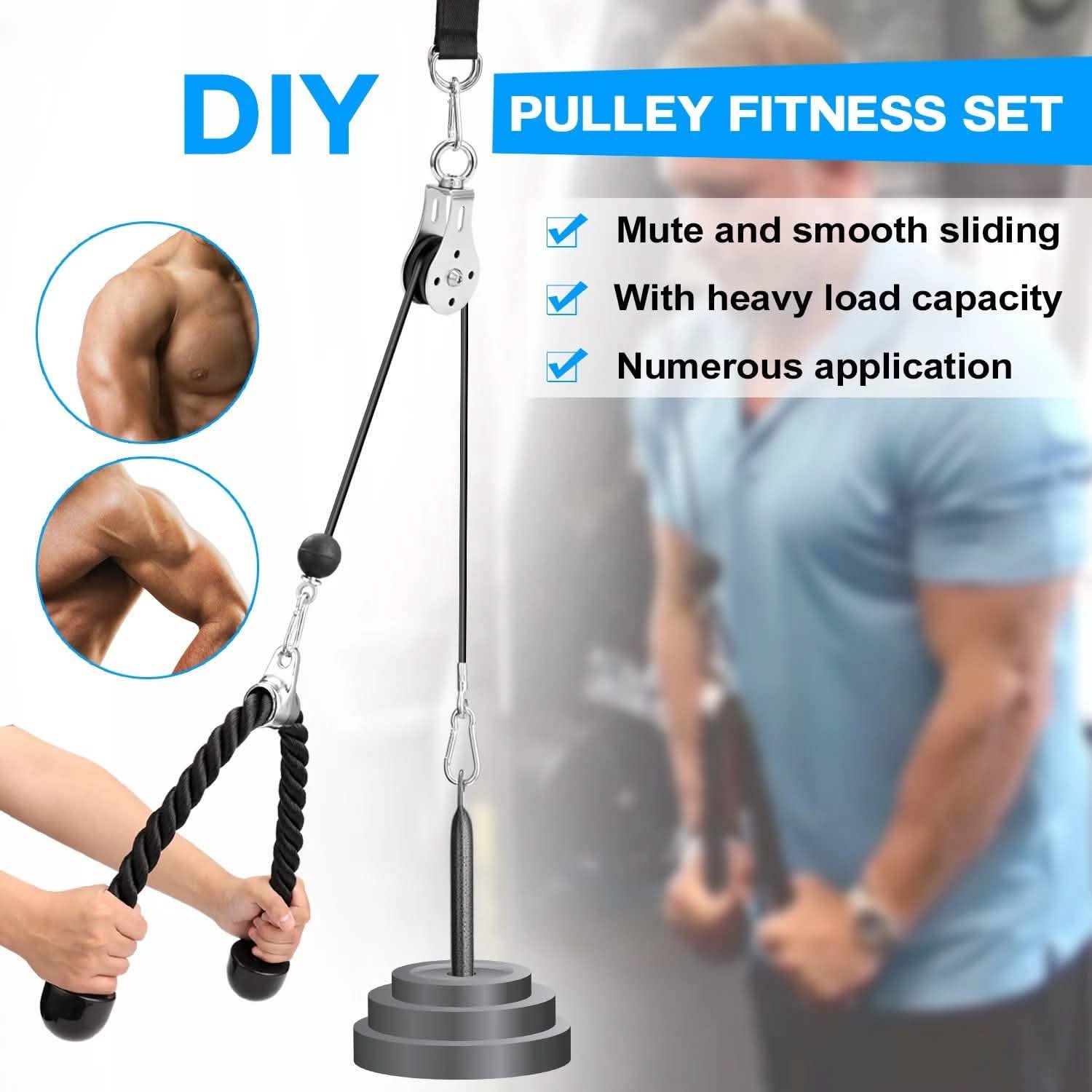 Fitness DIY Pulley Cable Machine Attachment System Training Equipment Fitness - DailySale