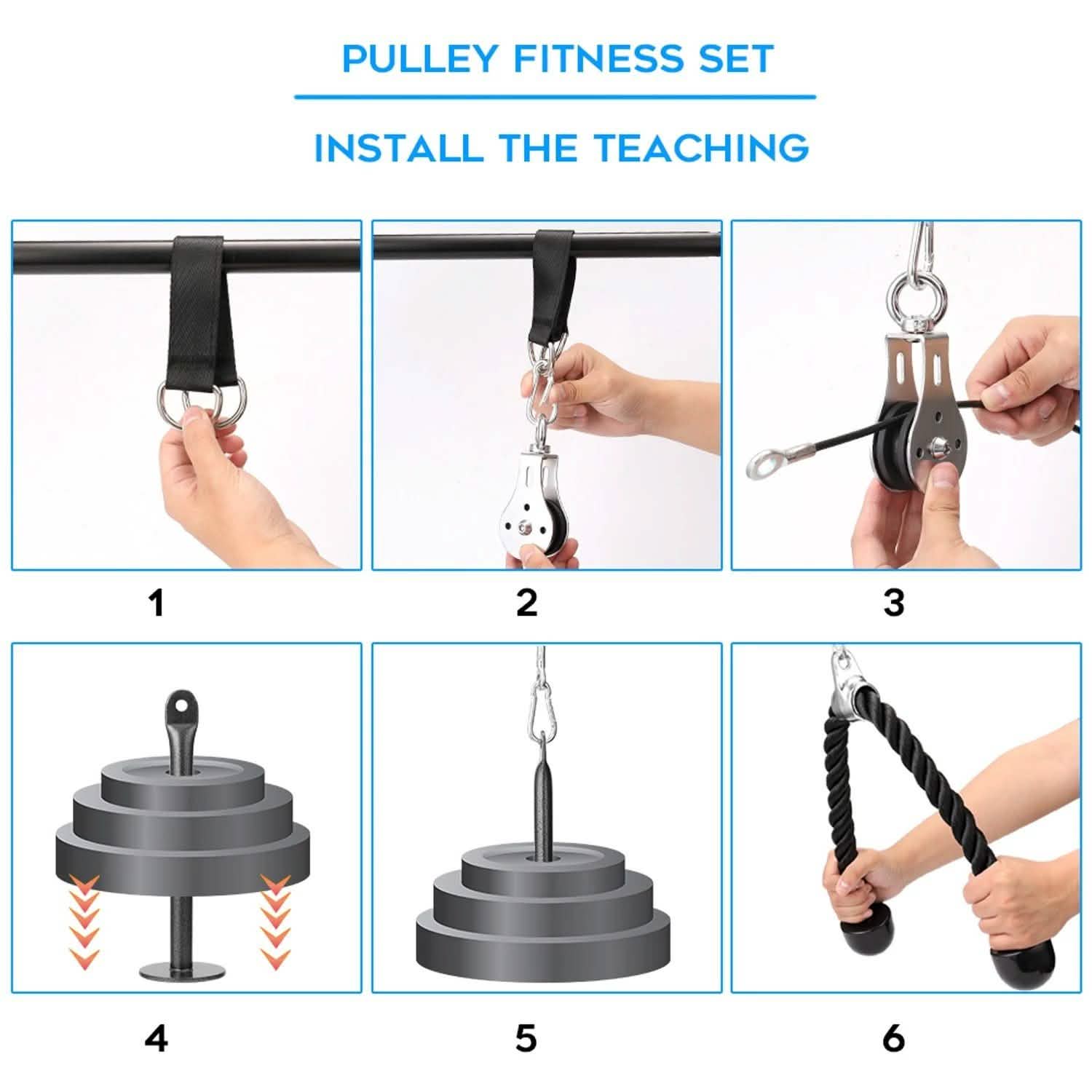 Fitness DIY Pulley Cable Machine Attachment System Training Equipment Fitness - DailySale