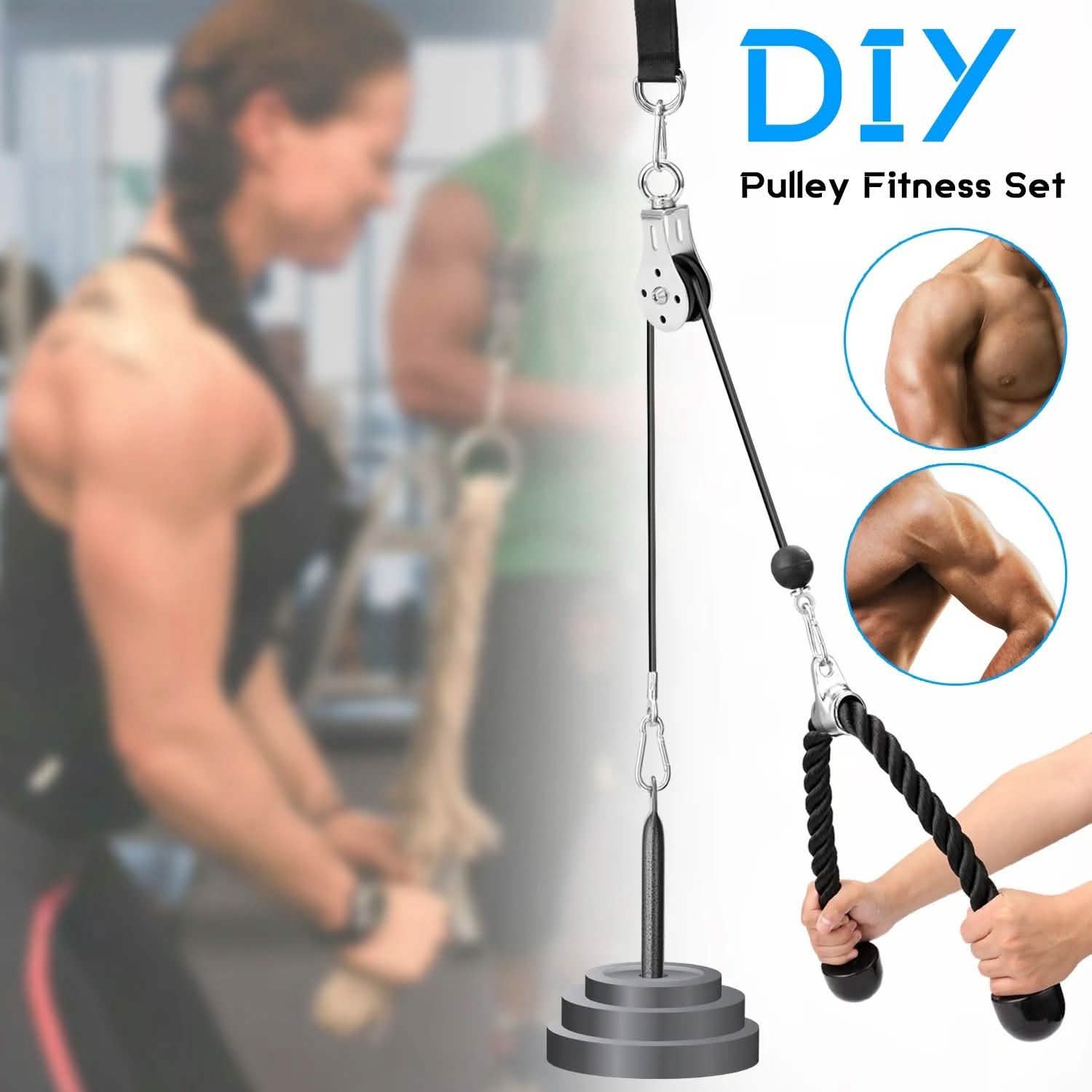 Fitness DIY Pulley Cable Machine Attachment System Training Equipment Fitness - DailySale