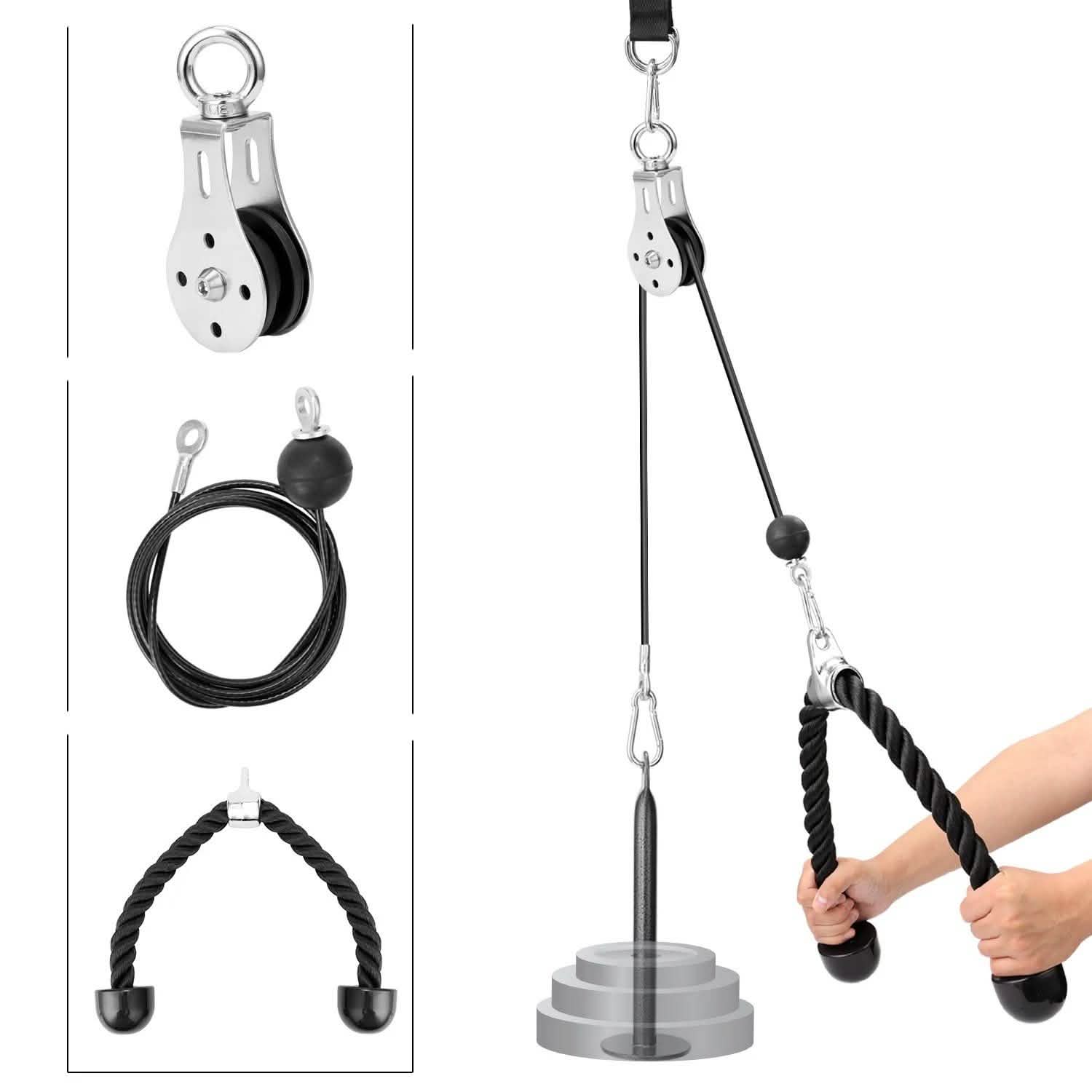 Fitness DIY Pulley Cable Machine Attachment System Training Equipment Fitness Rope - DailySale
