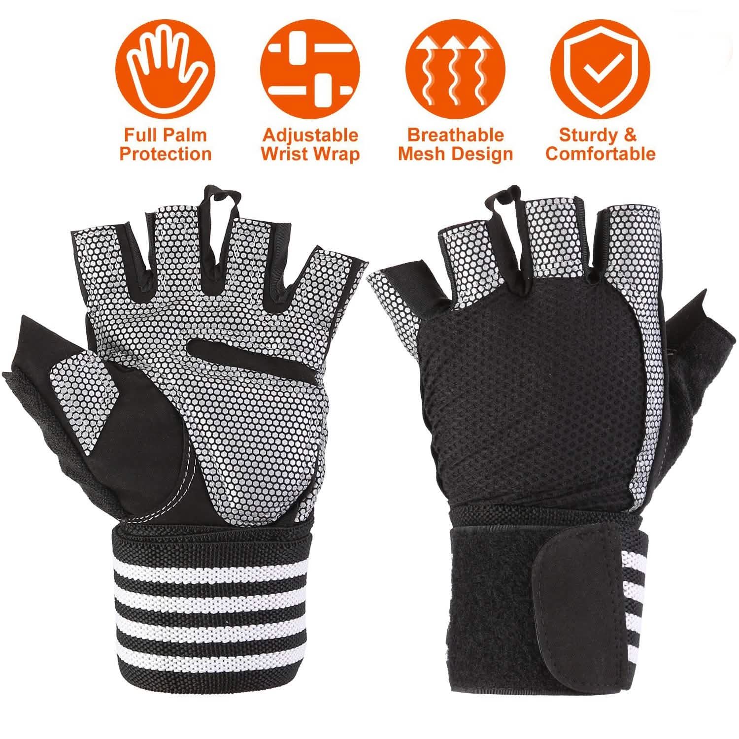 Fitness Workout Gloves with Wrist Wrap Strap Fitness - DailySale