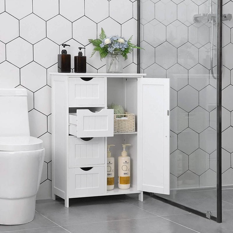 Floor Cabinet Bathroom Organizer with 4 Drawers and Adjustable Shelf Furniture & Decor - DailySale