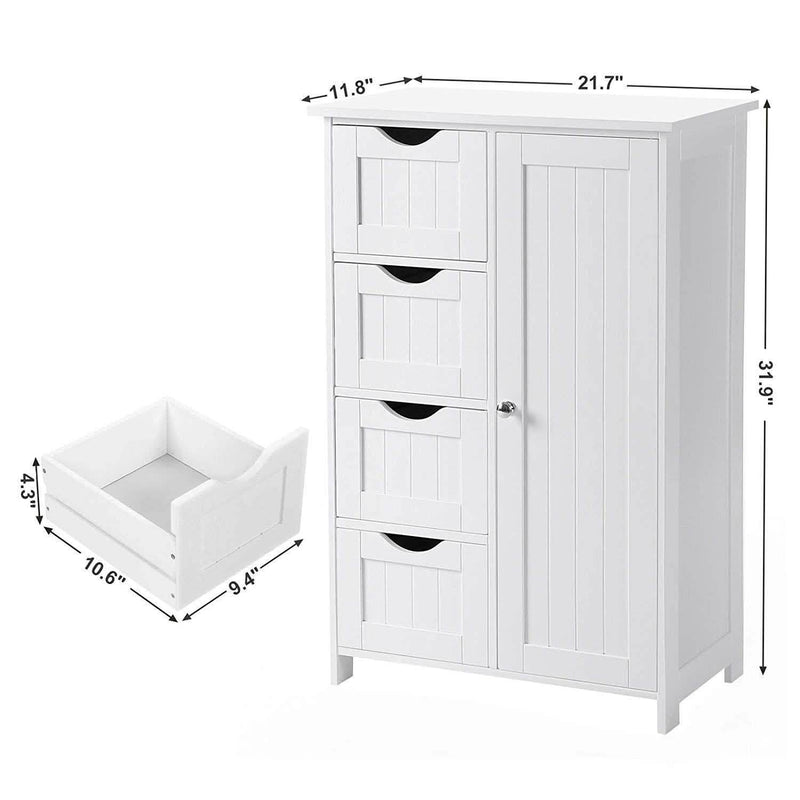 Floor Cabinet Bathroom Organizer with 4 Drawers and Adjustable Shelf Furniture & Decor - DailySale