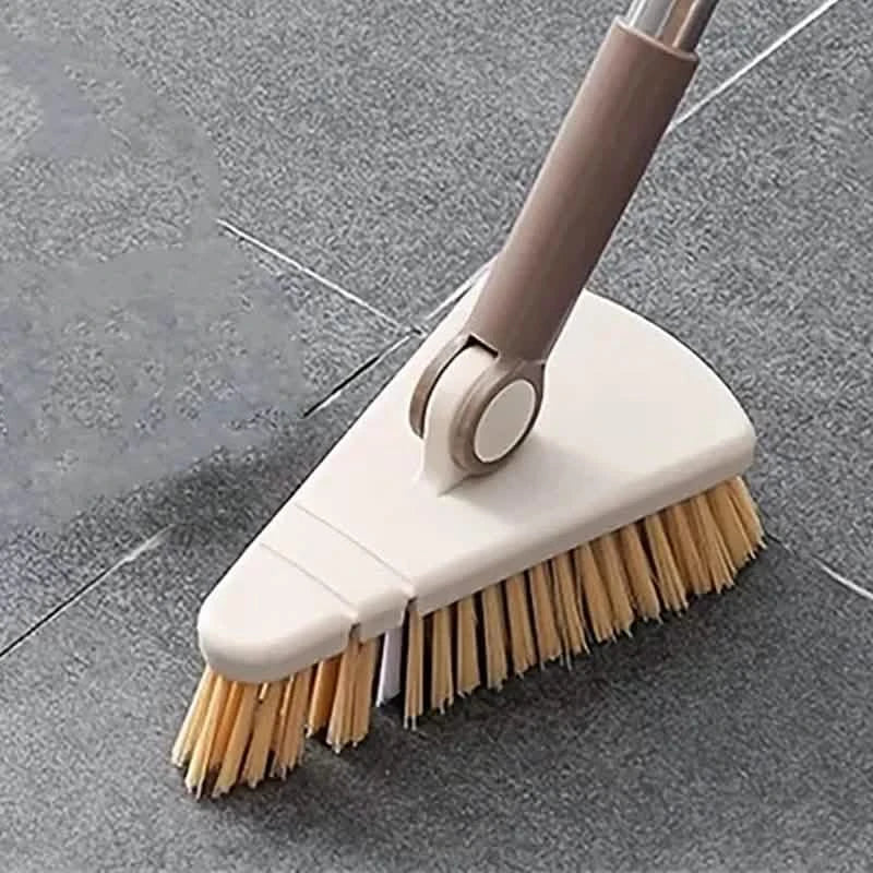Floor Scrub Brush Long Handle Detachable Stiff Bristles in khaki