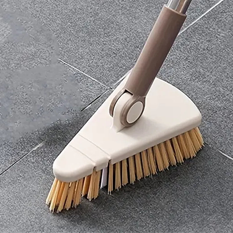 Floor Scrub Brush Long Handle Detachable Stiff Bristles in khaki