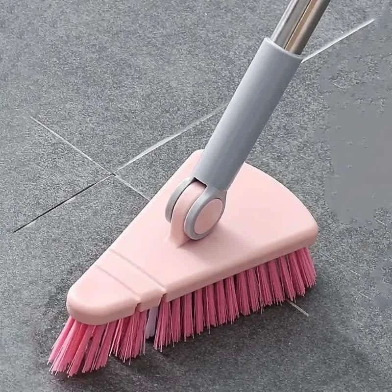Floor Scrub Brush Long Handle Detachable Stiff Bristles in pink