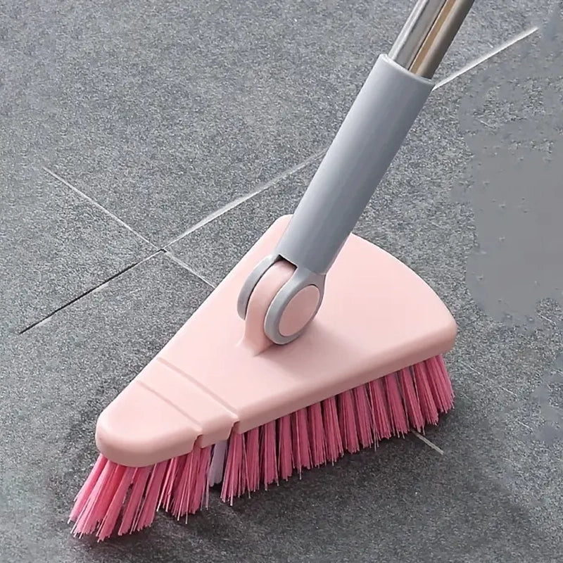 Floor Scrub Brush Long Handle Detachable Stiff Bristles in pink
