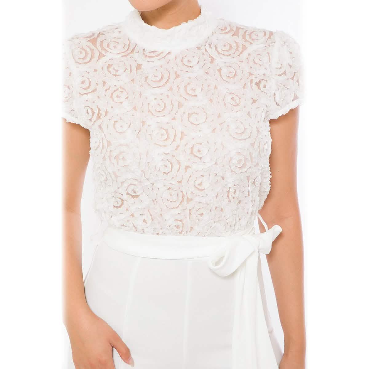 Flower Lace Top Detailed Fashion Jumpsuit Women's Tops - DailySale