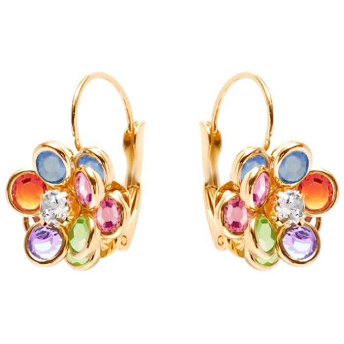 Flower Shaped Leverback Drop Earrings Made with Swarovski Crystals Jewelry - DailySale