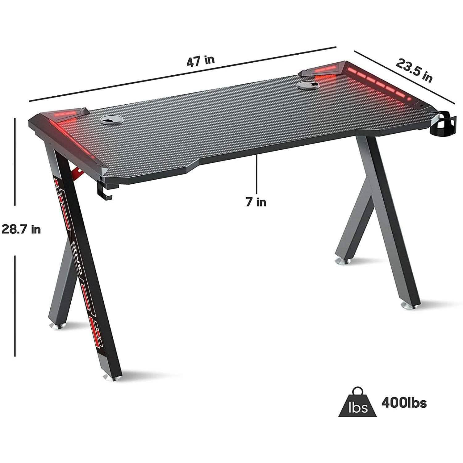 Flusha Gaming Desk with LED RGB Lights Video Games & Consoles - DailySale