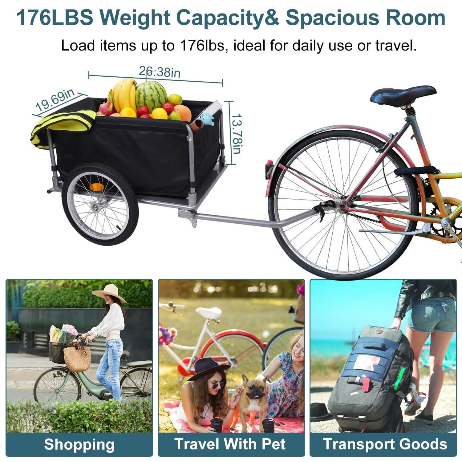 Foldable Bicycle Cargo Wagon Trailer Sports & Outdoors - DailySale
