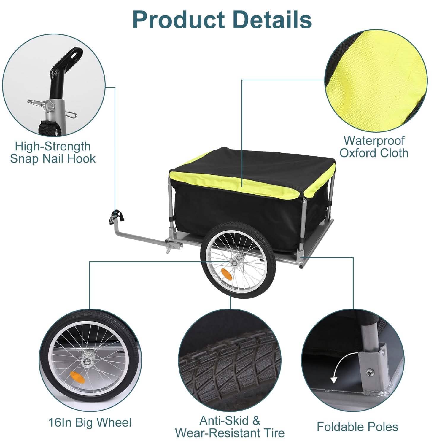 Foldable Bicycle Cargo Wagon Trailer Sports & Outdoors - DailySale