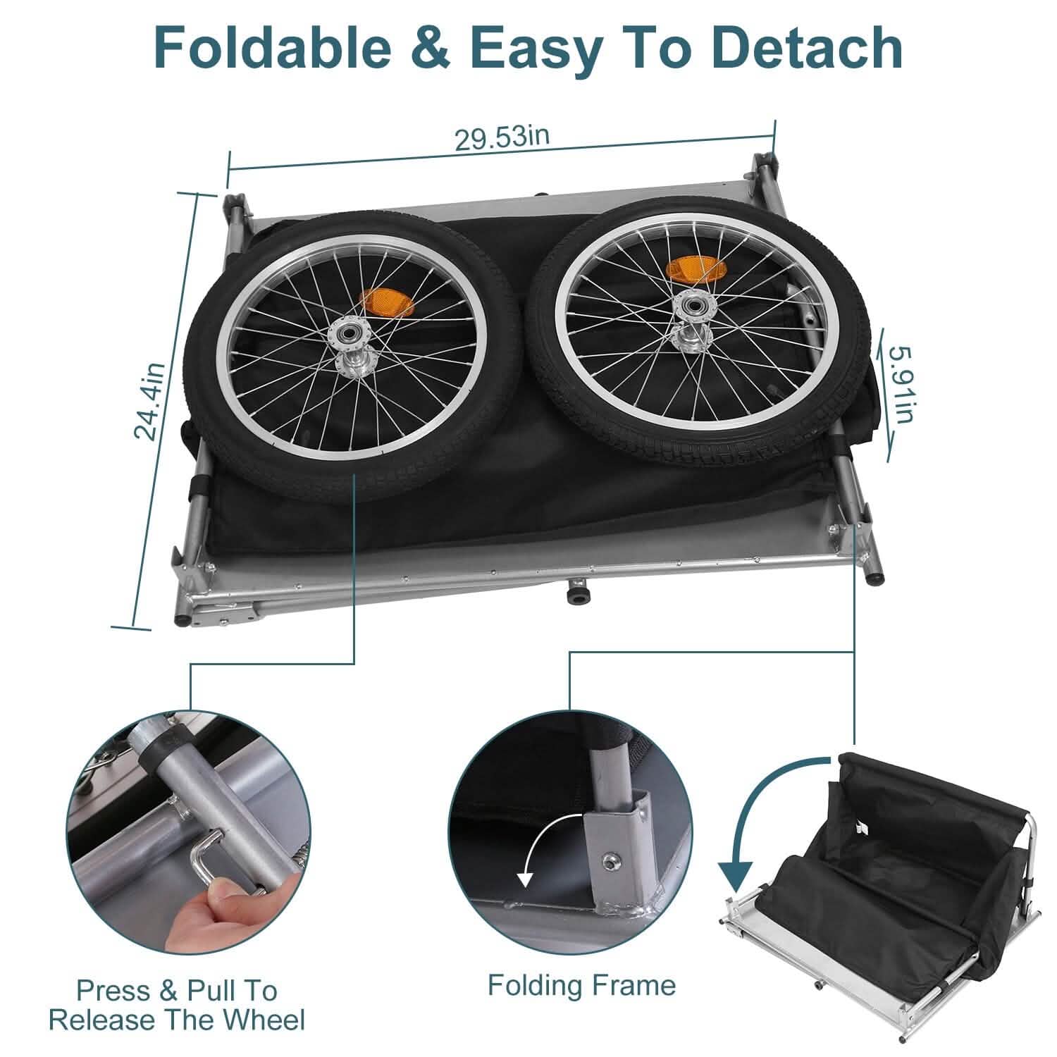 Foldable Bicycle Cargo Wagon Trailer Sports & Outdoors - DailySale