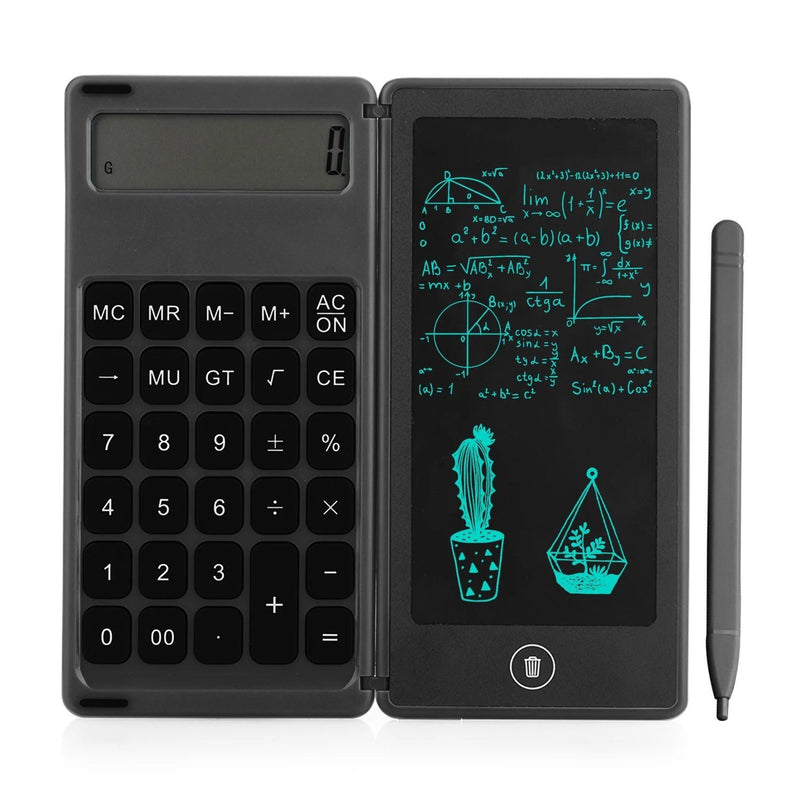 Foldable Calculator & 6 Inch LCD Writing Tablet Digital Drawing Everything Else Black - DailySale