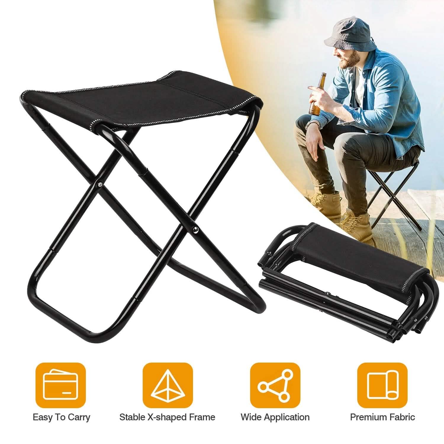Foldable Camping Stool Portable Travel Chair Sports & Outdoors - DailySale