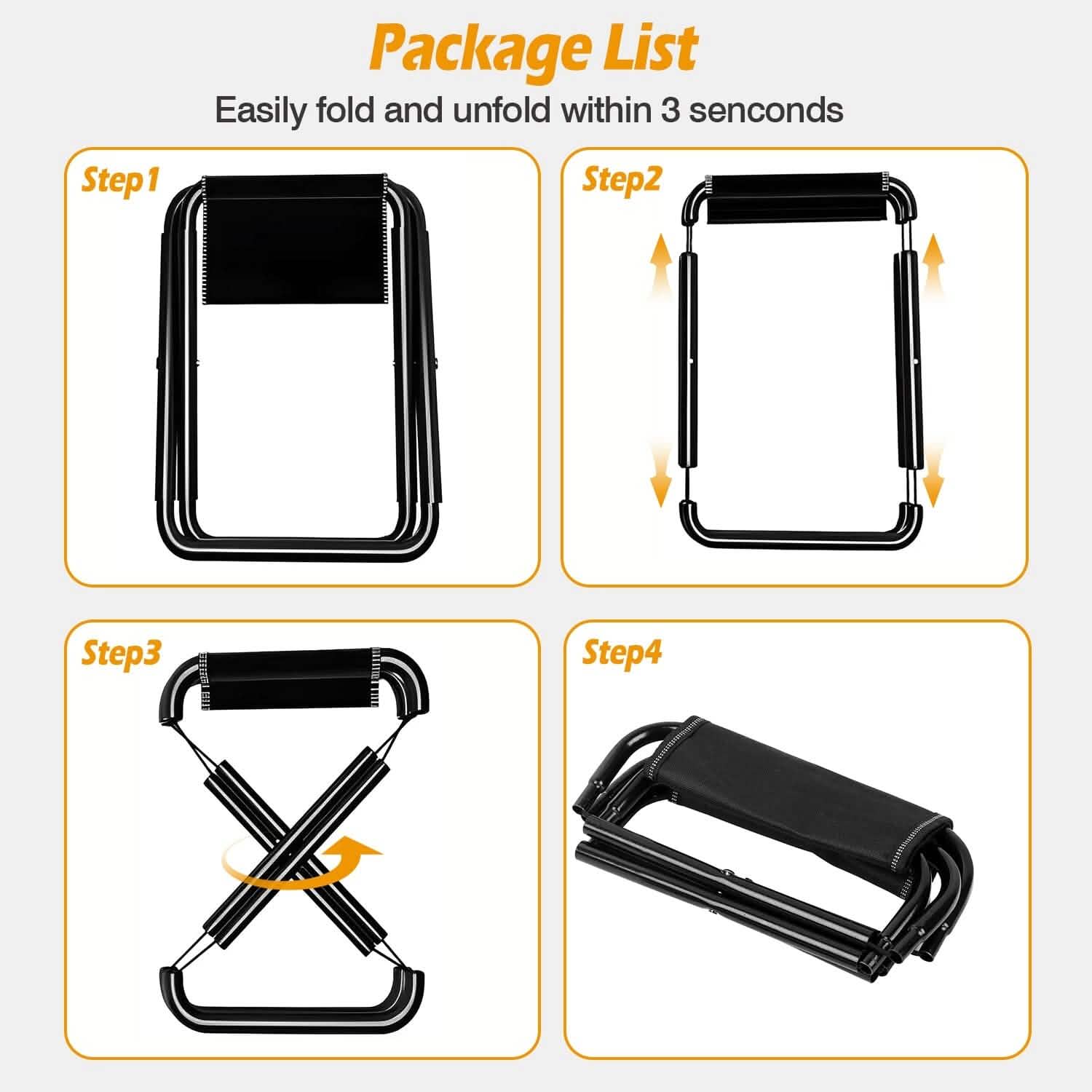 Foldable Camping Stool Portable Travel Chair Sports & Outdoors - DailySale