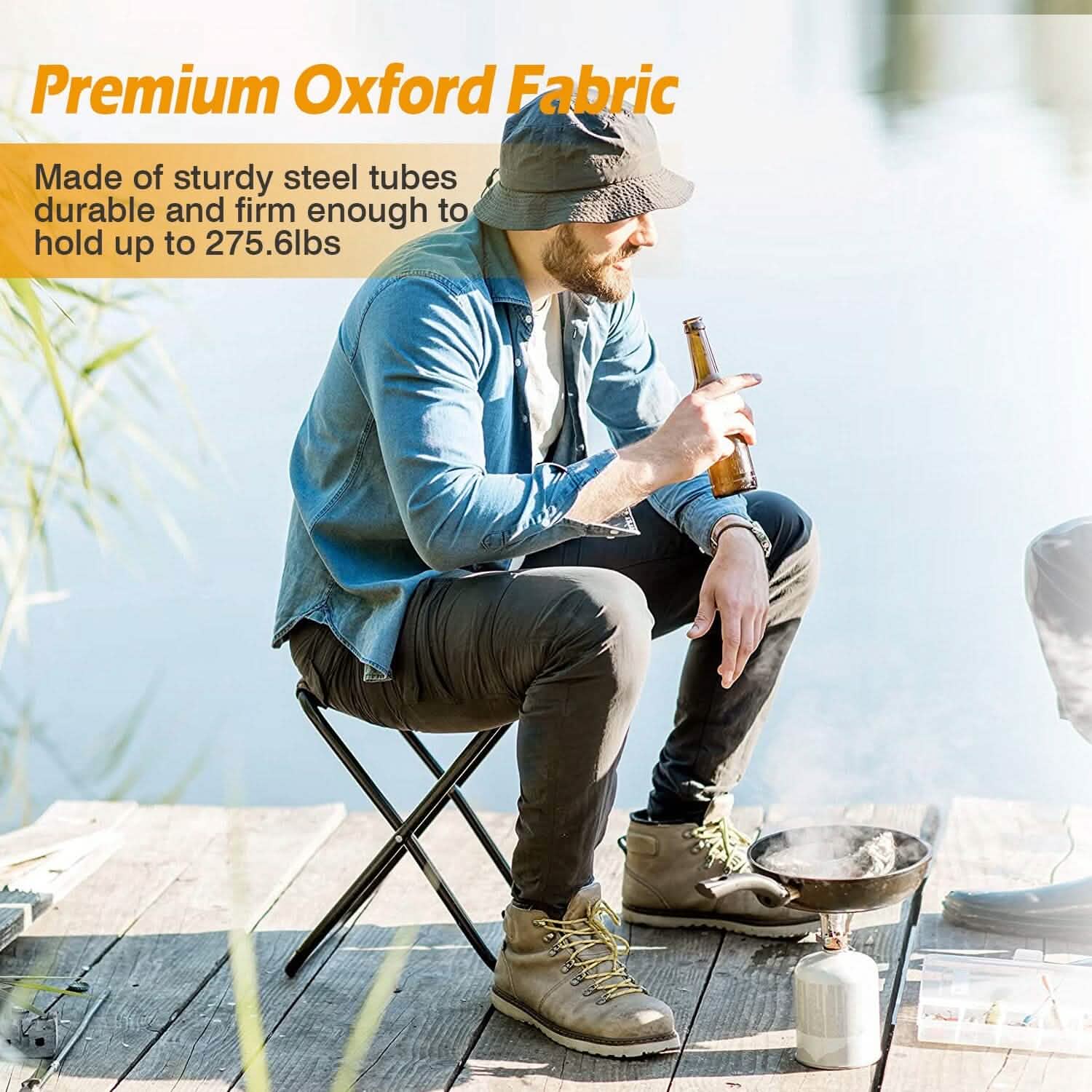 Foldable Camping Stool Portable Travel Chair Sports & Outdoors - DailySale