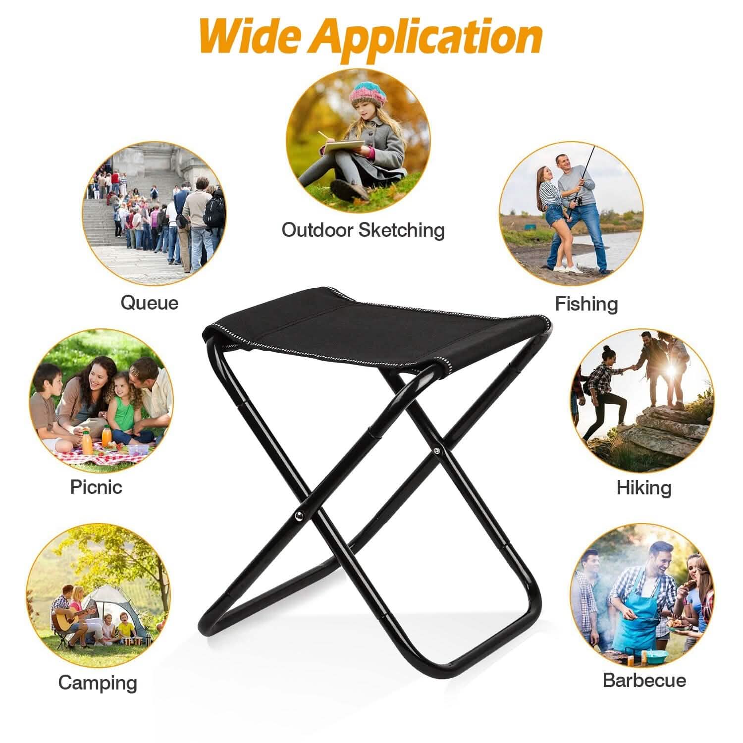 Foldable Camping Stool Portable Travel Chair Sports & Outdoors - DailySale