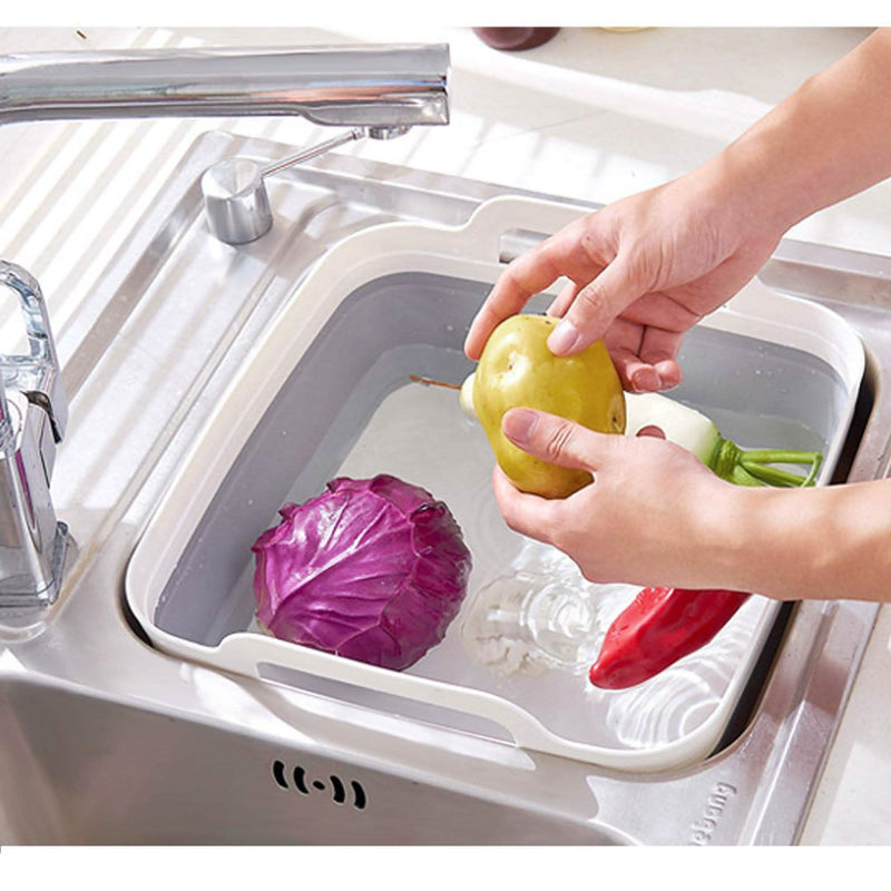 Foldable Dish Tub Washing Basin Collapsible Draining Pan Strainer Food Basket Kitchen & Dining - DailySale