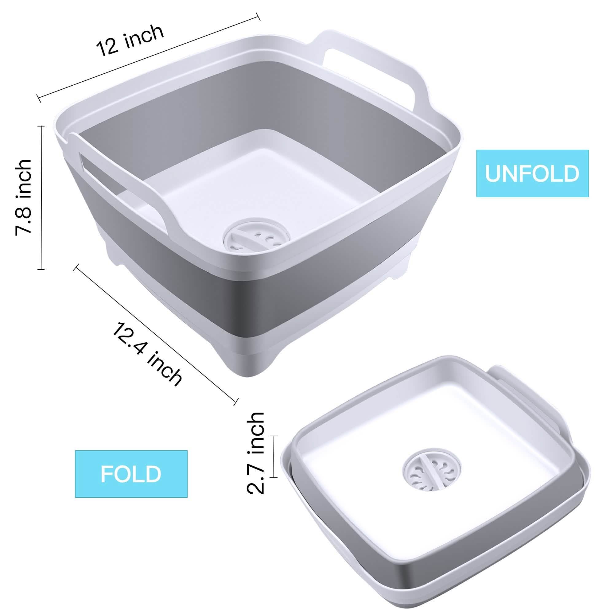 Foldable Dish Tub Washing Basin Collapsible Draining Pan Strainer Food Basket Kitchen & Dining - DailySale